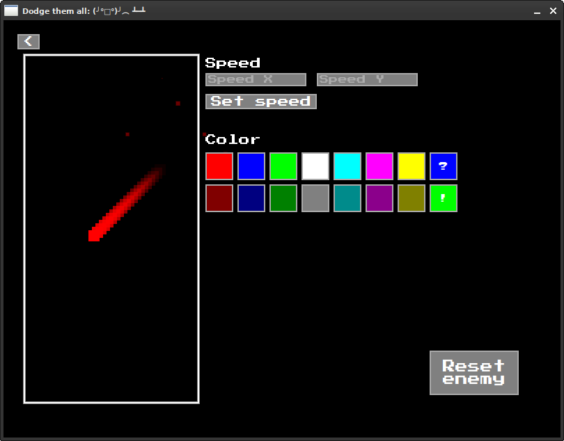 DTARW sandbox screen. The player's custom enemy is contained in a box on the left.